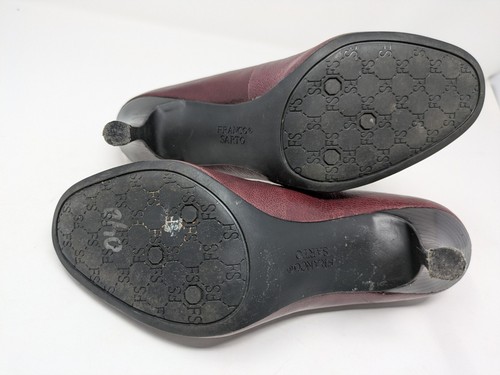 Franco Sarto Leather Raisin Heels Round Toe Burgundy Maroon Size 7M - Picture 11 of 11