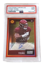 CHASE YOUNG 2020 PANINI CHRONICLES SCORE #460 SIGNATURE RED ZONE 11/20 RC PSA 9