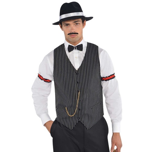 Da Uomo Adulto 1920s Gangster Mafia Gessato Gilet Fancy Dress Accessory |  eBay