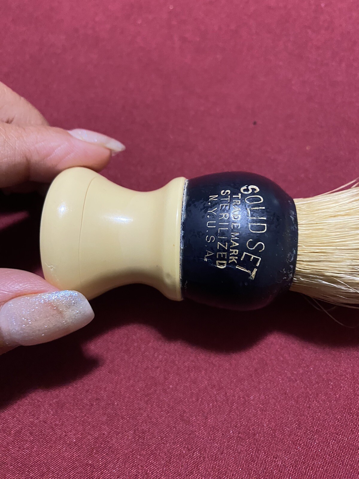 Vintage Majestic Shaving Lather Brush Black Yellow Barber Shop Item 4.5