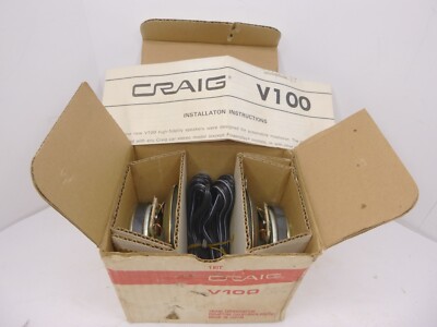 Vintage Craig Car Stereo Speakers Brand New v100 4w 4 ohm 102h210 80mm 3''