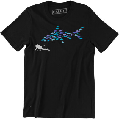 Scuba Life Shirt | Diving Tee Shark Chasing A Diver Men's T-shirt