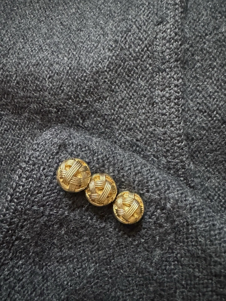 Lord & Taylor Gray Wool Gold Button Cardigan Jacket Made Australia L Petite - Image 2 of 4