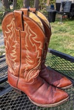 VTG Justin Men's Cowboy Boots 1966 Western Chestnut Brown Size 8.5 EE