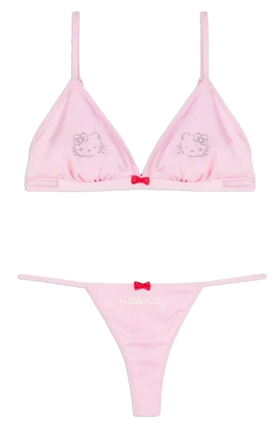 Sanrio Hello Kitty Diamonte Bralette & Thong Underwear Set UK Size 4-18 | eBay Sanrio Hello Kitty Diamonte Bralette & Thong Underwear Set UK Size 4-18 | eBay