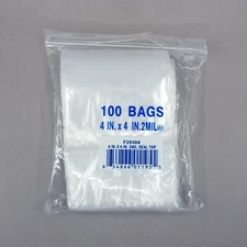 4x4 Zip Seal Slide Lock Bags Clear 2mil Reclosable Poly Baggies 100 Pcs 4" x 4"