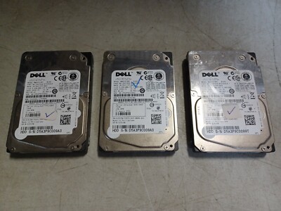 LOT of 3 Dell 73GB Hard Drives MBE2073RC SAS 15K RPM Firmware D701 HDD - TESTED