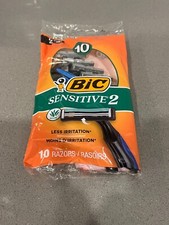 BIC Sensitive 2 Disposable Razors for Men, 2 Blades for Sensitive Skin, 10 Count