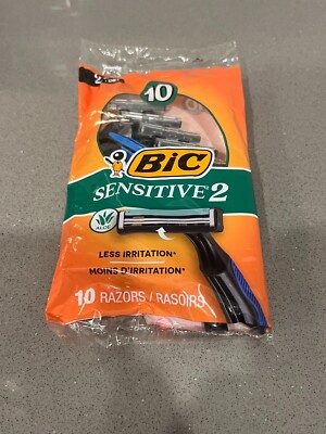 BIC Sensitive 2 Disposable Razors for Men, 2 Blades for Sensitive Skin, 10 Count