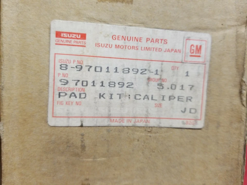 KIT DE PASTILLAS DE FRENO GM 1990-93 CHEVROLET ISUZU PONTIAC GEO GM 97011892 NUEVO DE STOCK Foto 2 de 3