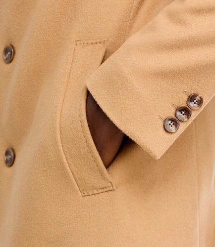 $795 Hugo Boss Men Jared Virgin Wool-Cashmere Overcoat Italian Fabric Beige 38R - Picture 6 of 12