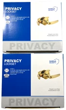 Shield Security Privacy Lockset Straight Lever Brass Finish Door Lever- LOT of 2