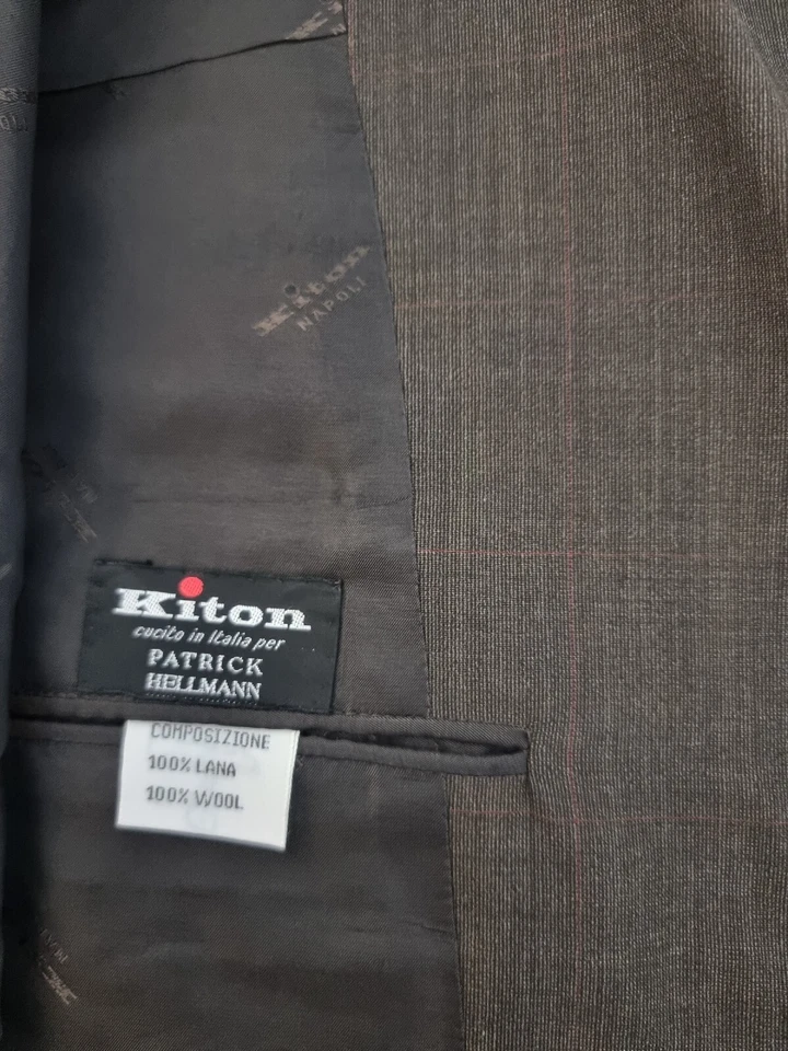 NWOT KITON Brown Check Patrick HelImann Italian 100%Wool HANDMADE Suit, SizeUK45 - Image 2 of 4