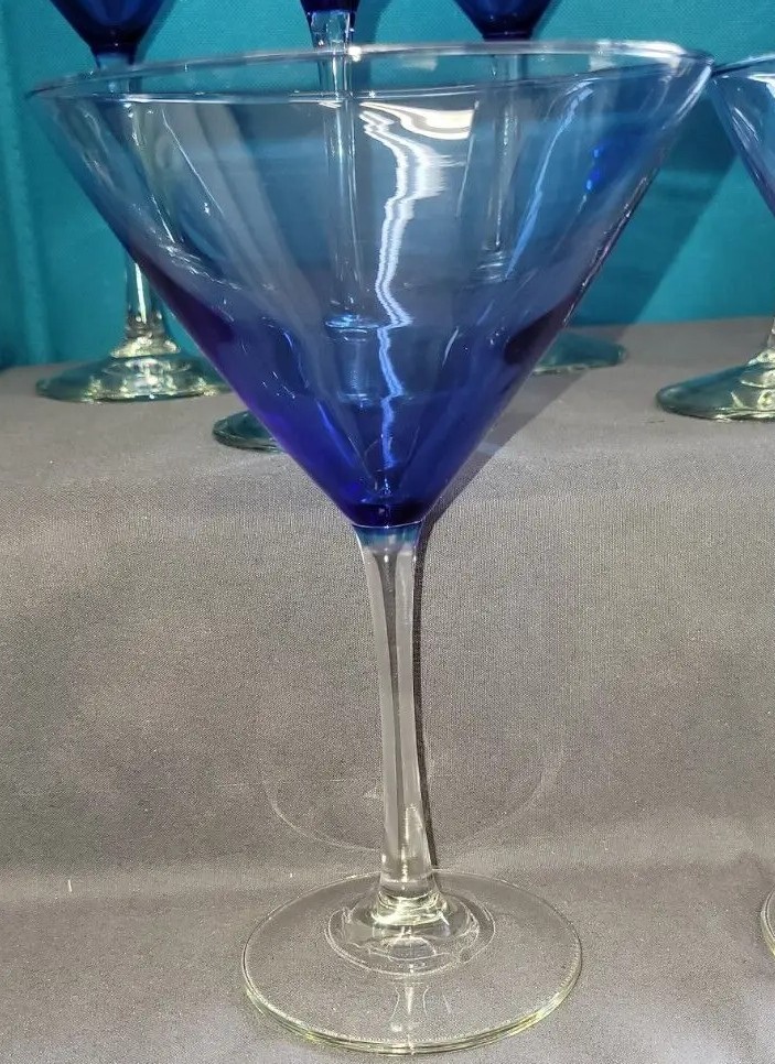 7 Blue Martini Glasses, | eBay