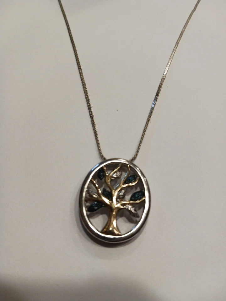 Vtg Alwand Vahan 14k White Gold 925 Blue Sapphire Pendant, 24" 925 Necklace 22 - Image 3 of 4