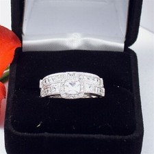2.5 CT STERLING SILVER PRINCESS CUBIC ZIRCONIA WEDDING ENGAGEMENT RING FREE BOX