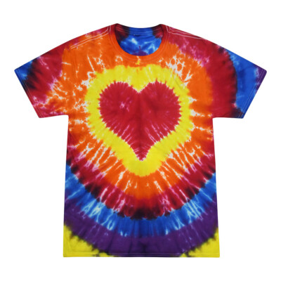 Tie Dye T-Shirts Multicolor Heart Adult & Kids Sizes Colortone