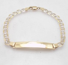 8" ENGRAVABLE ID Mariner Anchor Link Bracelet Real Solid 10K Yellow White Gold