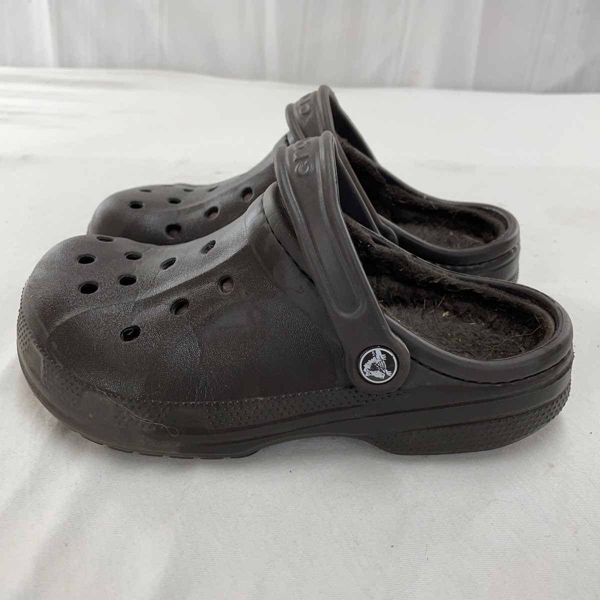 Crocs Classic Brown Fleece Lined Clog Strap Slip On Men