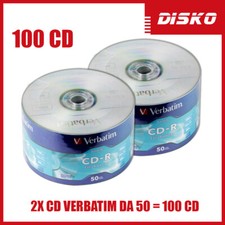 100 CD -R VERBATIM VERGINI VUOTI 52X 700MB PER AUDIO DATI VIDEO GAMES MUSICA