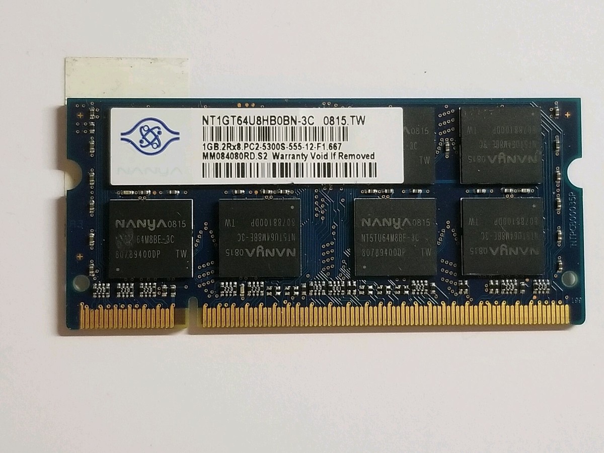 NANYA SODIMM 1GB 2RX8 PC2-5300S-555-12-F1-667 Laptop PC Memory Ram