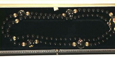 Schöne neue handgefertigte 14K Gold Onyx Cloisonné Perlen Halskette 15,75'' UVP: 589,00 $