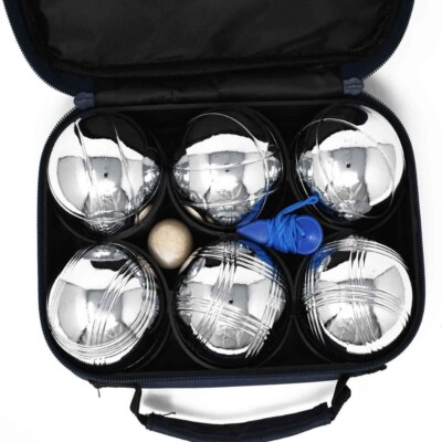 6 Boules De Pétanque 720g Acier Poli Antirouille – Sacoche Toile Et Cochonnet Inclus