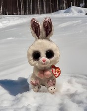 2019 TY Beanie Boos 9" Medium SLIPPERS White Easter Bunny Rabbit Plush Stuffed