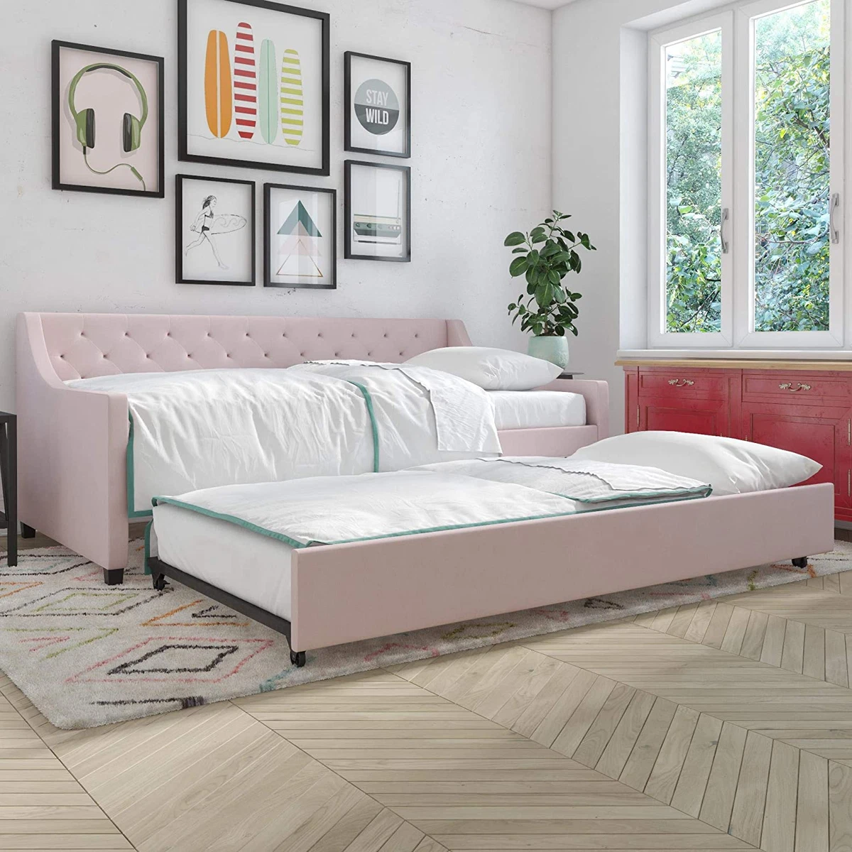 Pink twin daybed deals