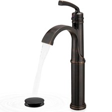 Waterfall Vessel Sink Faucet Oil Rubbed Bronze, Brass Tall Bathroom Faucet wi...