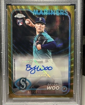 Bryan Woo RC 2024 Topps Chrome Auto /50 Gold WAVE Refractor #AC-BW