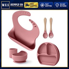 Baby Suction Plate and Bowl Set 3-Section Food-Grade Silicone Toddler