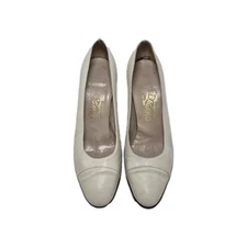 VTG  Salvatore Ferragamo Leather Animal Print Toe Heels 7B New Soles