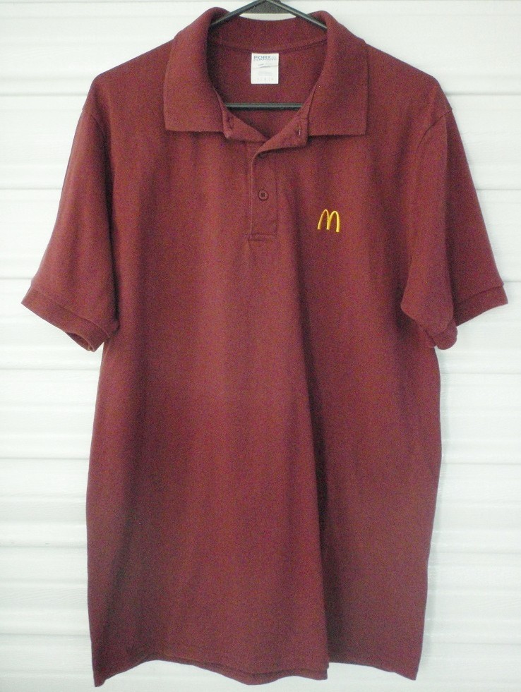 Mens McDonald’s Employee Port & Company Burgundy Polo Short Sleeve Shirt - Large