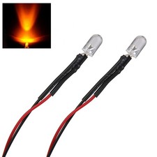 2x Orange LED Light Single Bulb Pre-Wired Light 5-12V 5mm Bright Round Top Clear