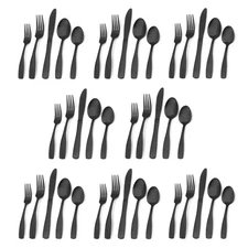 Matte Black Silverware Set, 40-Piece Stainless Steel Flatware Set, Kitchen Ut...