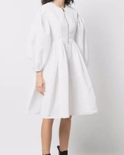 Alexander McQueen Women's White Zip-Up Puff-Sleeve Dress Size 36