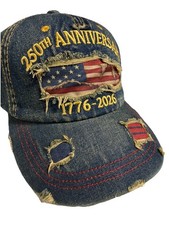 USA 1776-2026 250th Anniversary Distressed Denim Cap, Commemorative American Hat