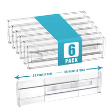 6/8/10/12Pack Adjustable Drawer Organizers, Clear Expandable Dresser Organizers