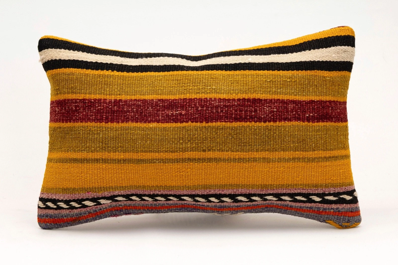 Decorative Pillow Cover, 12x20 in, Turkish Kilim Cushion, Boho Sofa Throw Pillow