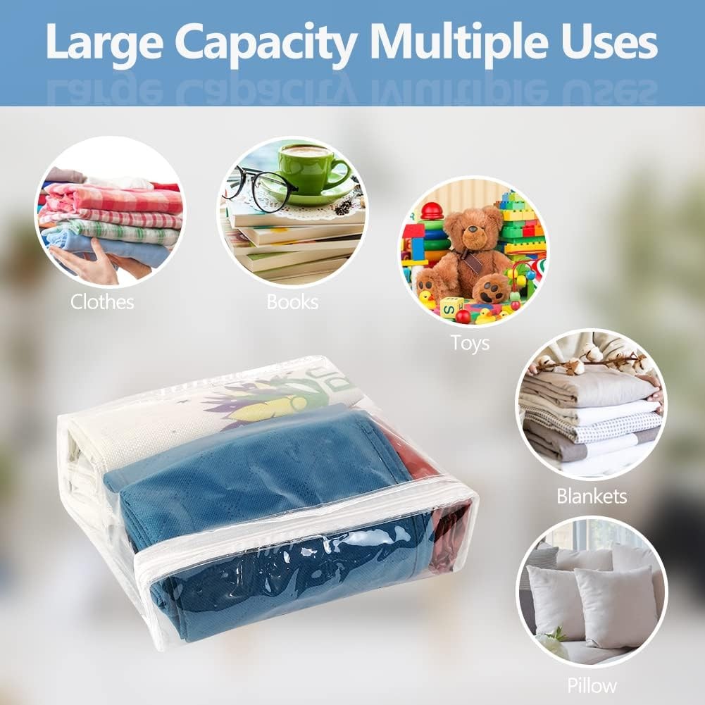 20Pcs Clear Vinyl Zippered Storage Bags, Small Blankets Storage Bags Plastic 
