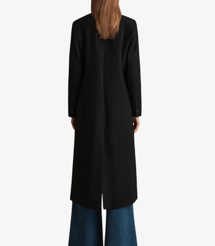 NEW,  Reiss Mollie collared buttons front Long Coat in Black Size 4 #LT38 - Image 2 of 4