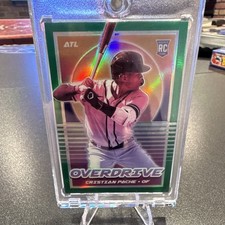 2021 Panini Chronicles Overdrive Green Prizm Cristian Pache #11 /75 Rookie ATL
