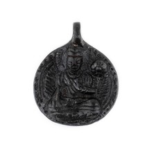 Round Black Buddha Pendant 28x34mm Nepal Brass Large Hole