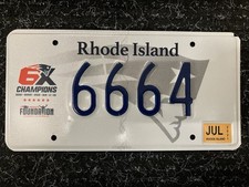 Rhode Island New England Patriots License Plate.  Super Bowl 6x Champs.