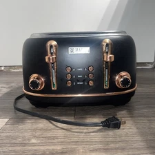 Haden Heritage 4 Slice Slot Toaster w/ Removable Crumb Tray Black & Copper WORKS