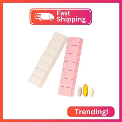 2Pack Weekly Pill Organizer,Extra Large 7 Days Cute Pill Cases Travel Daily Pill
