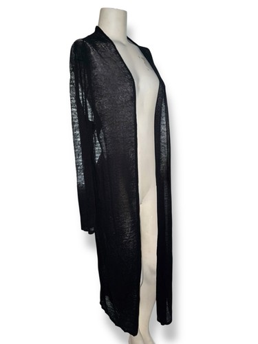 EILEEN FISHER Sheer Linen Blend Long Duster Cardigan Black size L