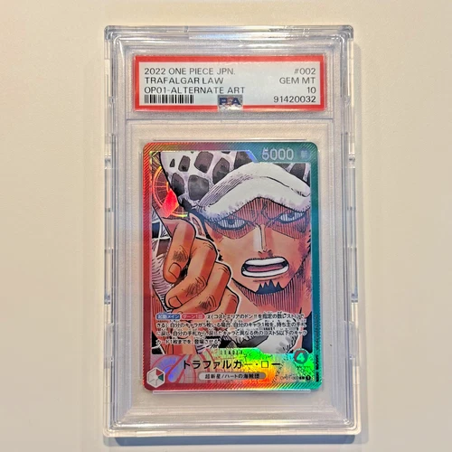 PSA 10 Trafalgar Law OP01-002 Alt Art Leader One Piece Card Japanese Anime