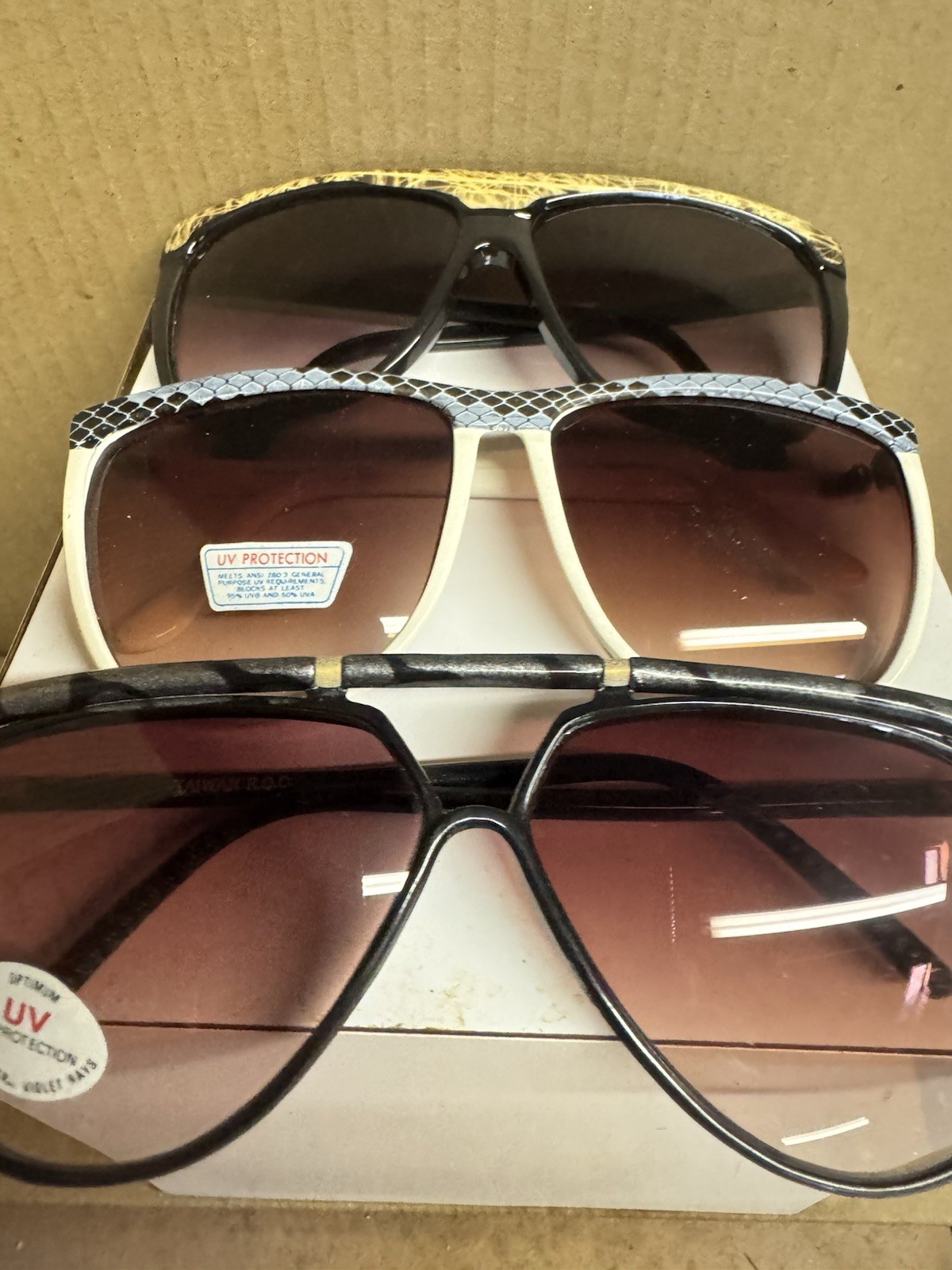 Large Frames Style Sunglasses Round Set 3 Vtg Sty… - image 1